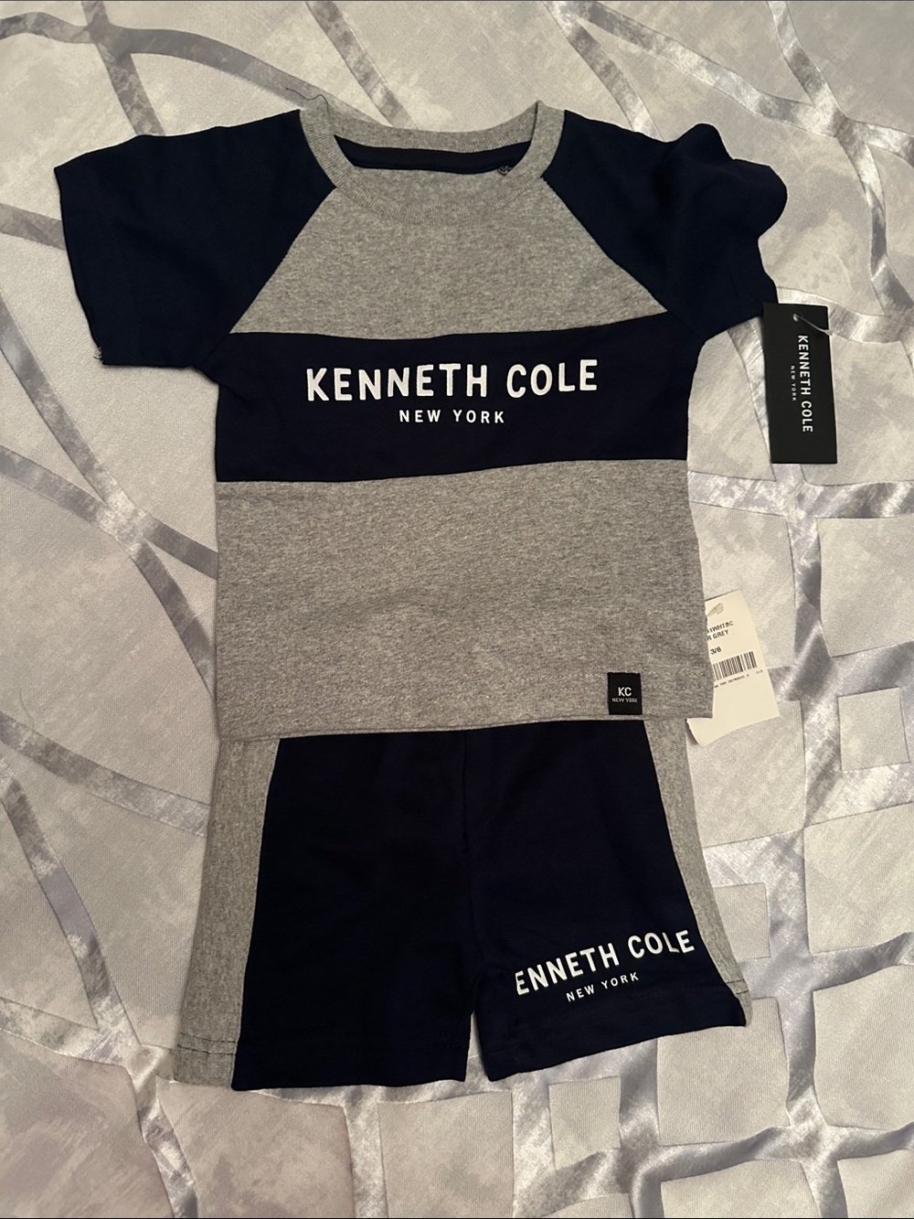 Kenneth Cole Grey/Navy Short Sleeve and Shorts Set